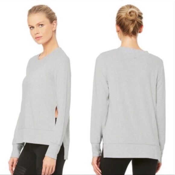 ALO Yoga Tops - ALO Yoga Gray Glimpse Long Sleeve Top